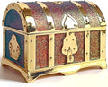 Retro Jewelry Box Arched Vintage Rectangular Metal Chest Necklace Ring Earrings Storage Case for Women Girls (Golden Starlight Red, S) by Unknown