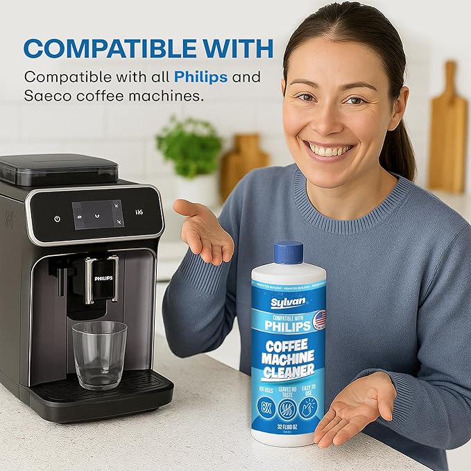 Descaling Solution Compatible with Philips Saeco | Free Cleaning Cloth | 12 Month Supply | Made in the USA | Descaler for Philips Machines | 32 Oz | Coffee Machine Cleaner and Decalcifier - Image 2