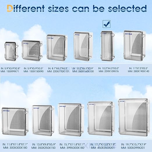 Waterproof Outdoor Project ABS Plastic Junction Box IP67 Weatherproof Dustproof Enclosure with Hinged Cover, Mounting Plate,Wall Brackets for Power Project (Clear,10.2"x4.3"x3.0") - Image 4