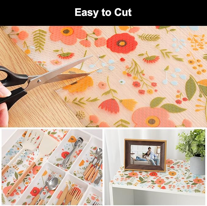 Cooyes Shelf Liner – Premium Non-Adhesive Cabinet & Drawer Liner for Kitchen – Waterproof Shelf Paper with Modern Pattern – Durable EVA Cabinet Mat – Easy to Cut （12" W x 120" L） - Image 7