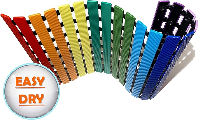 Non Slip Bathtub Mat | Double-Layered Shower Floor Mat with Suction Cups | EZ-Dry Construction | Non-Toxic, BPA, Latex, Phthalate, PVC Free (Rainbow) - Image 3