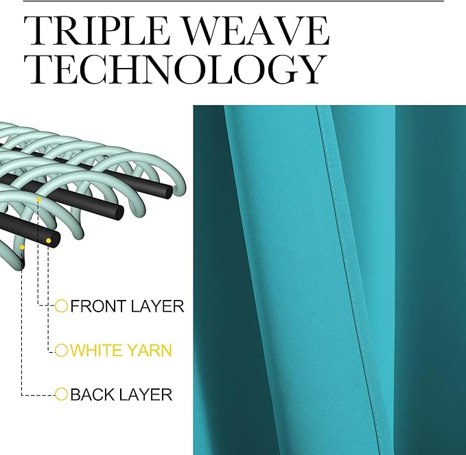 NICETOWN Blackout Curtains and Drapes for Kitchen - (Peacock Teal Color) 34 inches Wide by 48 inches Long, 2 Panels Set, Thermal Insulated Blackout Window Drapes - Image 4