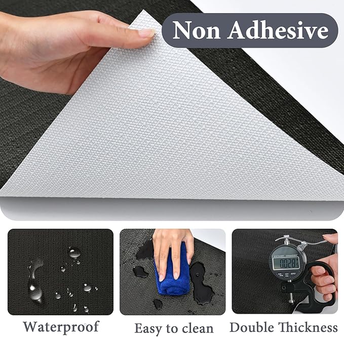 Shelf Liners for Kitchen Cabinets 12in x 20FT, Non Adhesive Drawer Liner Pure Black Thickened Shelf Liner Non-Slip Easy to Clean for Tool Box Refrigerator with Knife and Tape Measure - Image 5