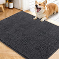 OLANLY Dog Door Mat for Muddy Paws 40x32, Absorbs Moisture and Dirt, Absorbent Non-Slip Washable Doormat, Quick Dry Chenille Mud Mat for Dogs, Entry Indoor Entryway Carpet for Inside Floor, Dark Grey by OLANLY
