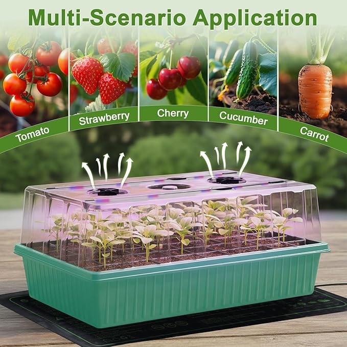 120-Cell Self-Watering Seed Starter Tray with Grow Light, Indoor Seed Starting Kit Trays with Heat Mat, Adjustable Brightness Plant Germination Trays Growing Kit with 4.13" Humidity Dome for Seed Grow - Image 7