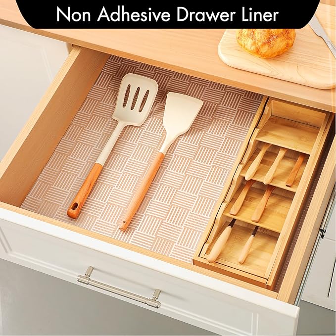 Cooyes Shelf and Drawer Liner for Kitchen Cabinets – Non-Adhesive, Waterproof, Non-Slip Cabinet Liners for Scratch Protection, Desk, Refrigerator, Shelves, Drawers with Modern Pattern - Image 3