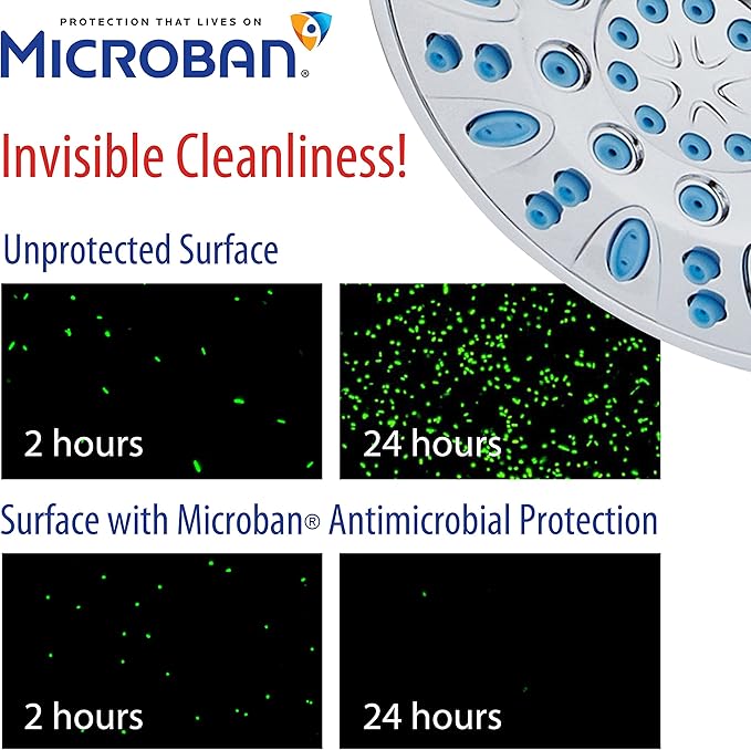 Antimicrobial/Anti-Clog High-Pressure 30-setting Rainfall Shower Combo by AquaDance with Microban Nozzle Protection from Growth of Mold Mildew & Bacteria for Stronger Shower! Wave Blue - Image 4