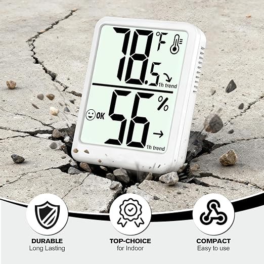 2-Pack Room Thermometer Indoor Hygrometer for Home, Temperature Humidity Meter, Humidity Gauge, Digital Room Temperature Monitor Sensor for Baby Nursery Car Plant - AAA Battery Included - Image 6