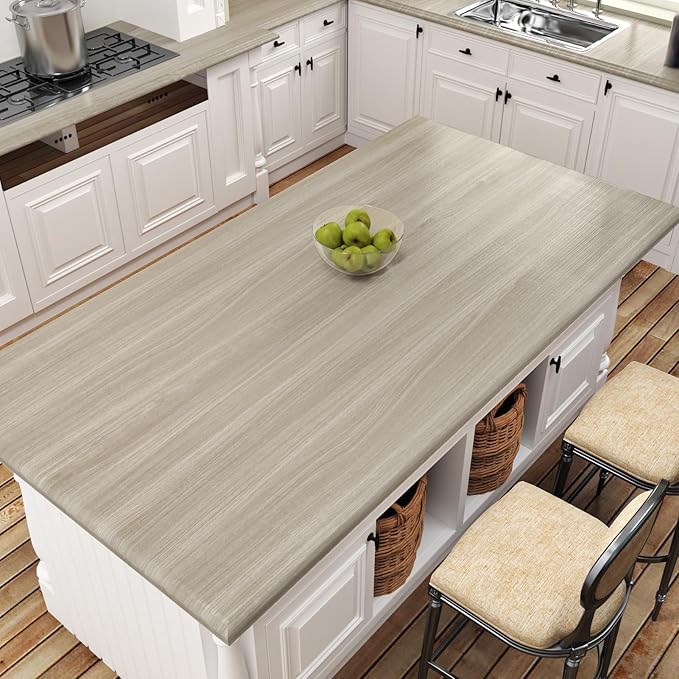 WESTICK Oak Grey Wood Contact Paper Self Adhesive Counter Top Peel and Stick Waterproof Neutral Wood Wallpaper Removable Wooden Grain Vinyl Wrap for Countertops Cabinets Kitchen Table Desk 15.8” x 78” - Image 7