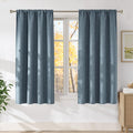 NICETOWN Mist Blue Faux Linen Room Darkening Rod Pocket Curtains 63 inch Length, W42 x L63, Light Blocking Thermal Insulated Noise Reducing Drapes for Bedroom Living Room Farmhouse Decor, 2 Panels by NICETOWN