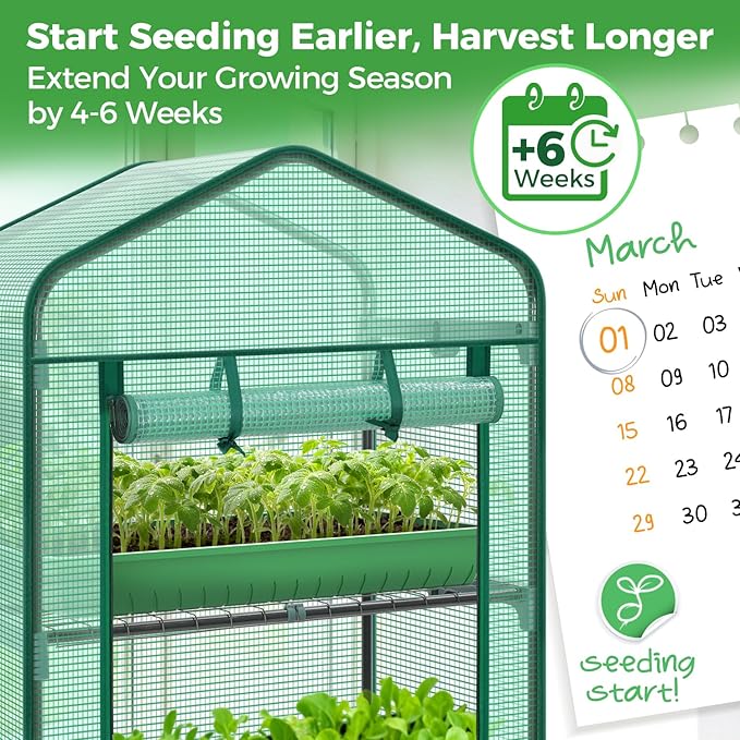 Ohuhu Mini Greenhouse for Indoor Outdoor, Small Plastic Plant Green House 4-Tier Rack Stand Portable Greenhouses with Durable PE Cover for Seedling, 2.5x1.6x5.2 FT, Ideal Gardening Gifts for Women Men - Image 3