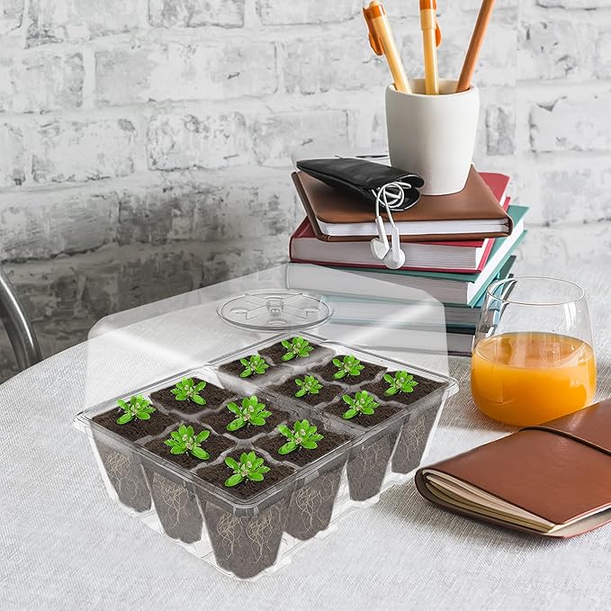 Gardzen 3 Pack Seed Starting Tray, Plant Germination Trays, Seed Starter Kit with Adjustable Humidity Vented Dome and Clear Base, Plant Growing Kit 6.6" x 4.5", Total 36-Cell, Clear - Image 7