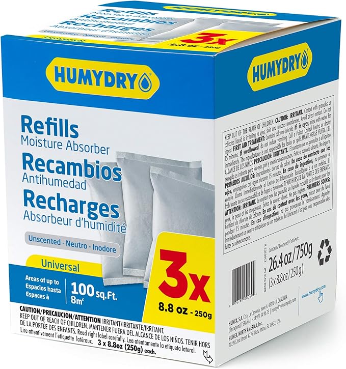 HUMYDRY USA250X3RC12 Unscented Moisture Absorber Refill, 8.8-Ounce, 3-Pack by Humydrymoistureabsorbers