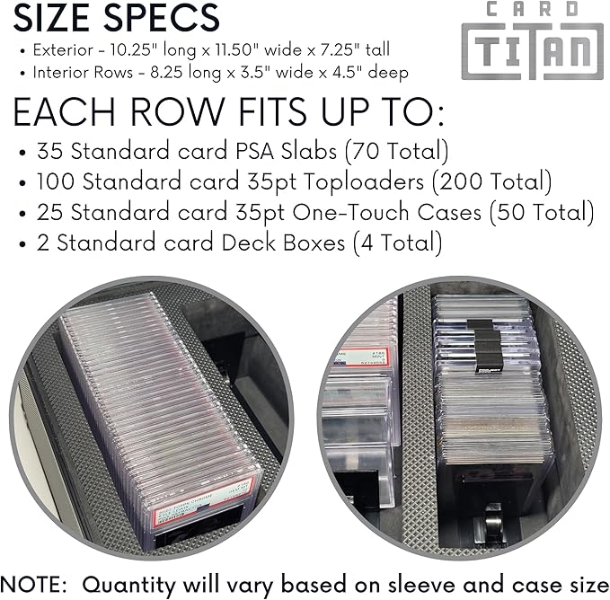Vault Trading Card Storage Box - Lockable Sports Cards Hard Case with Spring-Loaded Pushers for Top Loaders & Graded Cards - 2 Row - Image 5