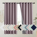 NICETOWN Chaise Mauve Vintage Linen 100% Blackout Curtains for Kitchen, Thermal Insulated Curtains 63" Long, Noise Reducing Window Treatment Drapes for Dorm Room, 62" Wide Per Panel, Set of 2 by NICETOWN