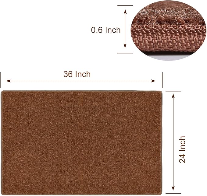 PURE ERA Carpet Stair Tread Landing Mat Tape Free Self Adhesive Non Slip Skid Resistant Indoor Doormat Area Rug Floor Mat for Kitchen Bathroom Workstations Washable Rectangle 2' X 3' (Brown) - Image 3