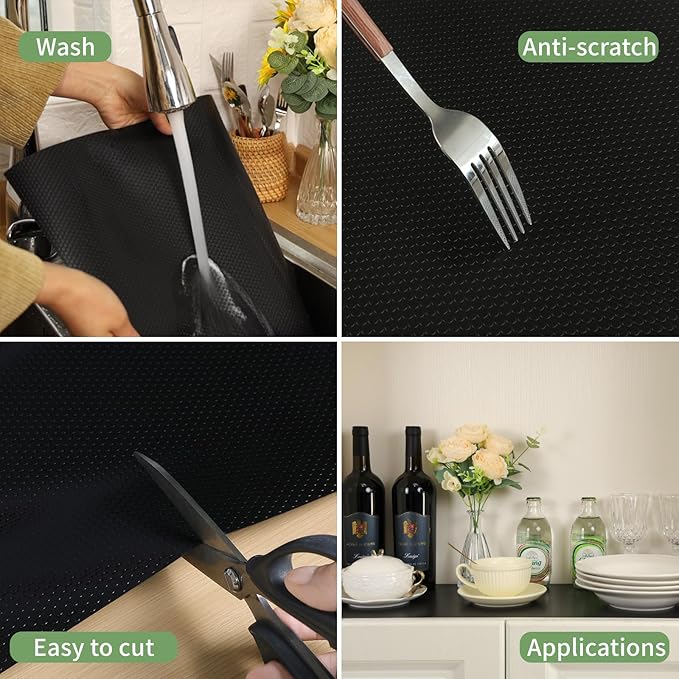 Shelf Liners 19 inch x 20 ft Shelf Liners for Kitchen cabinets nonstick Shelf Lining Drawer Mats EVA Protector for Cupboard (Black,19 inch x 20 ft) - Image 3
