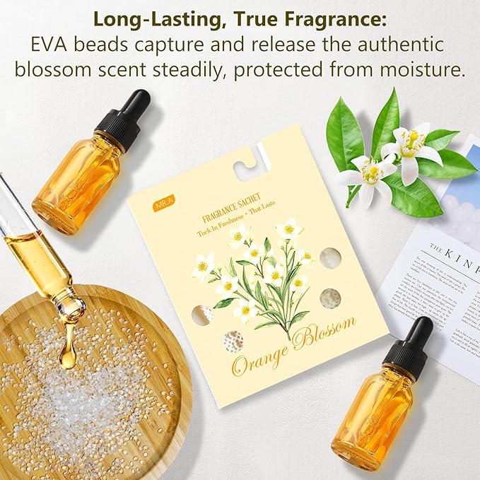 13 Packs Orange Blossom Scented Sachets for Drawer and Closet, Long-Lasting Car Air Freshener Sachet Bags, Drawer deodorizers Fresh Scents, Fragrance Bedroom Essentials - Image 4