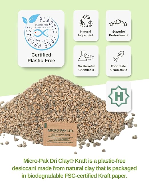 Micro-Pak Dri Clay Kraft, Highest Moisture Absorption Desiccant Packs, Silica Gel Packets Alternative, Food Safe Bentonite Clay, Desiccant Packs for Storage, Moisture Absorbers for Closet, 2gx100pcs - Image 2