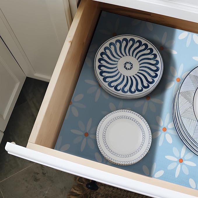 18" W x 96" L Floral Drawer and Shelf Liner for Cabinets, Non-Adhesive Strong Grip Non-Slip Flower Shelf Cabinet Kitchen Shelf Liners for Kitchen Cabinets - Image 7