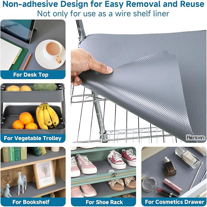Hersvin Shelf Liners 16 in x 20 ft Thickened EVA Drawer Mats, Non-Adhesive Cupboard Pad, Kitchen Cabinet Lining Fridge Cushion (Gray Diamond, 40.7x610cm) - Image 6