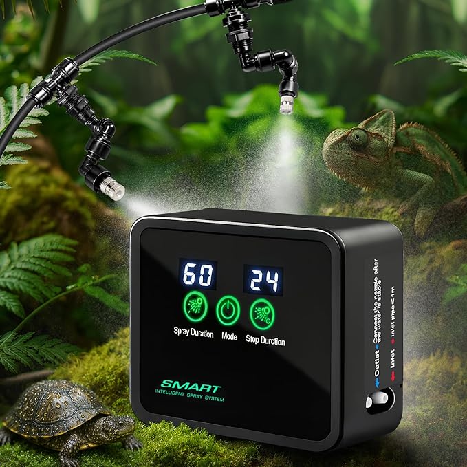 Reptile Mister Automatic Misting System, Reptile Humidifiers with Smart Timing Controller, Terrariums Humidifier with 360°Adjustable Misting Nozzles, Rainforest Ecosystem Sprayer… by Unknown