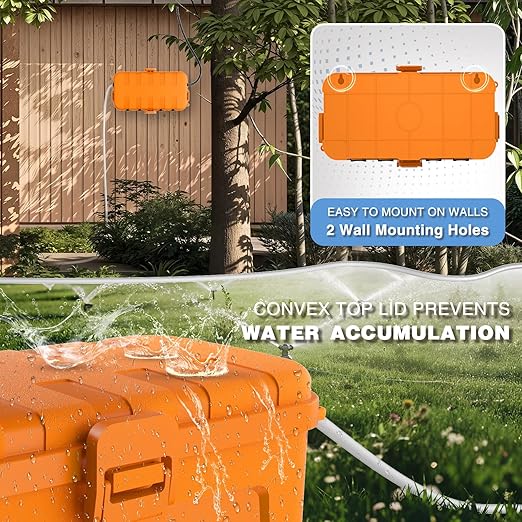 Flemoon [2 Pack] Outdoor Electrical Box Waterproof, Medium Weatherproof Electrical Box (11.5x5.2x4 inch) w/6 Cable Entry Ports, Extension Cord Cover for Power Strip, Timer, Holiday Light, Orange - Image 6