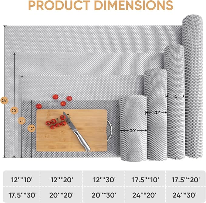BALEINE Cabinet Liner, 24 in x 20 Ft Drawer and Shelf Liner for Kitchen Cabinets Non-Adhesive, Non-Slip Protect Desks, Cupboard, Drawers, Shelves, Tableware (Gray) - Image 4