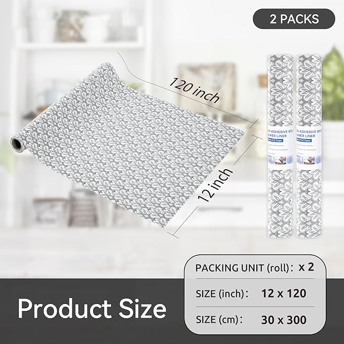 FIFTY FEET 12"x120" Non-Adhesive Shelf Liner for Kitchen Cabinets and Drawers, Washable Non-Slip PVC Cabinet Liner (Black Floral)(1 Roll) - Image 5