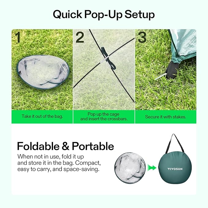 VIVOSUN 39x39x63-Inch Portable Walk-in Greenhouse, with PVC Cover & Detachable Base, Instant Pop-up and Folding, Mini Greenhouse with Roll-Up Door & Mesh Window for Indoor Outdoor, Wind Ropes Included - Image 4