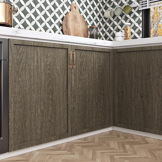 WESTICK Large Brown Wood Peel and Stick Wallpaper 24"x394" Self Adhesive Wood Contact Paper for Countertops Waterproof Dark Wooden Vinyl Wrap Roll for Tables Desk Dresser Kitchen Cabinets Dining Room - Image 3