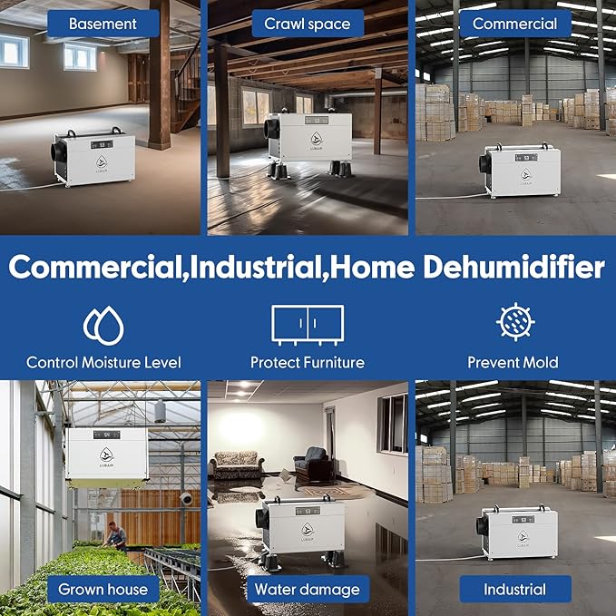 145 pints Commercial Dehumidifiers for Basements,Energy Star Crawl Space Dehumidifier with Drain Hose,Industrial Dehumidifier for Large Space,Whole House,Auto Defrose - Image 5