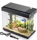 Fish Tank 2.4 Gallon Aquarium with Heater, 3-in-1 Silent Pump with Filteration & Oxygenation & Circulation, 7-Color Timer Cycle Light, Temperature Display, Humidifier, HD Glass Fish Bowl by VEHIPA