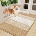 Smiry Dog Door Mat for Muddy Paws, Absorbs Moisture and Dirt, Low-Profile Entryway Mat with Non-Slip Backing, Entry Indoor Outdoor Doormat for Inside Floor (36x24 Inches, Beige, Striped) by Smiry