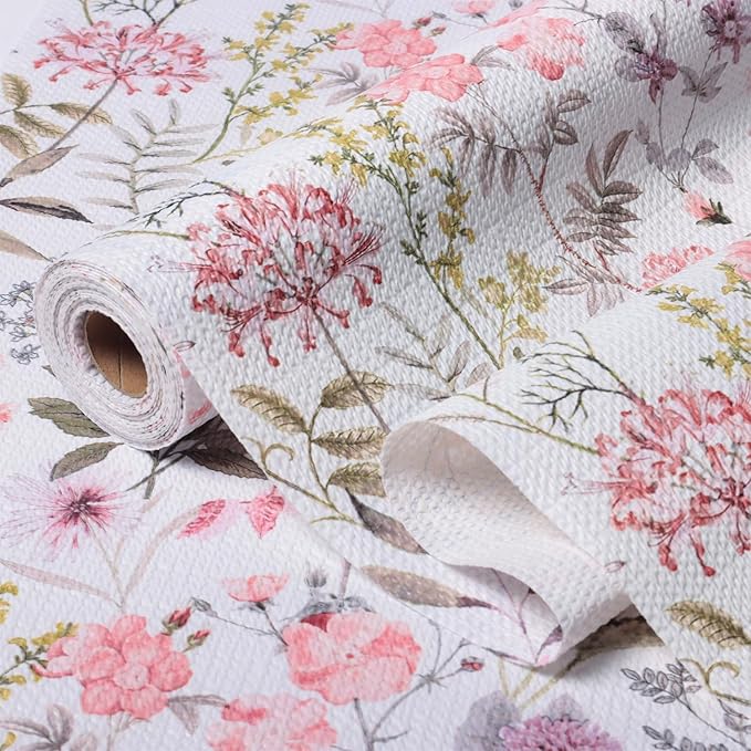 Leaf Floral Shelf Liners Non Adhesive and Strong Non-Slip Shelf and Drawer Liners for Kitchen Cabinet Wire Fridge, Waterproof Shelf Drawer Liner,Easy to Clean,12IN x 10FT by Amiitay