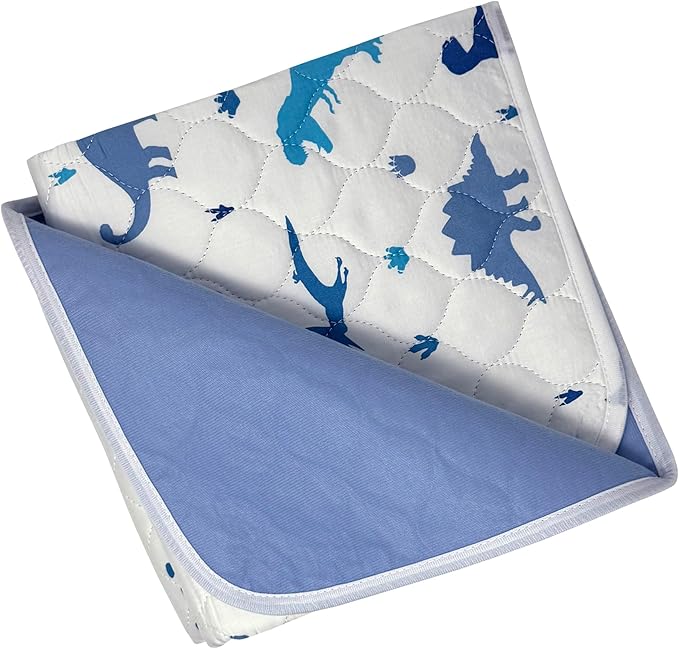 Organic Incontinence Pads for Kids & Toddlers - 5 Layer Waterproof Protectors for Overnight Bed Wetting - Reusable & Washable Pee Pads - Fits Twin to Full Size Beds - 34" x 52" Dinosaur - Image 3