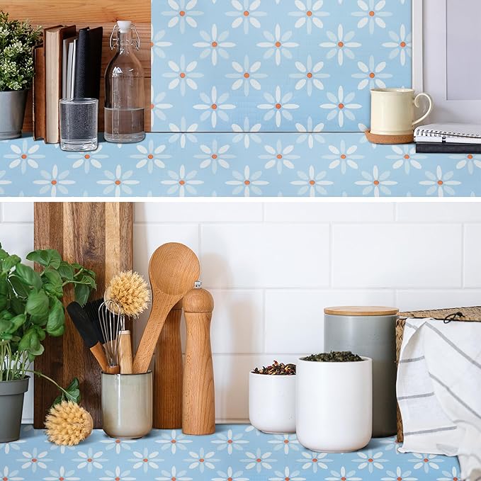 18" W x 96" L Floral Drawer and Shelf Liner for Cabinets, Non-Adhesive Strong Grip Non-Slip Flower Shelf Cabinet Kitchen Shelf Liners for Kitchen Cabinets - Image 3