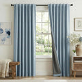 RYB HOME Smoky Blue 100% Blackout Linen Curtains 78 inch Long, Insulated & Privacy Assurd Home Decor Drapes for Bedroom/Office/Nursery, Rod Pocket & Back Tab Window Treatment, W52 X L78, 2 Panels by RYBHOME