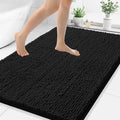 Smiry Luxury Chenille Bathroom Rugs 44x32, Extra Soft and Absorbent Shaggy Bath Mat, Machine Washable, Non-Slip Plush Carpet Runner for Tub, Shower, and Floor, Home Decor Accessories, Black by Smiry
