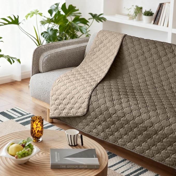 gogobunny 100% Double Sided Waterproof Dog Blanket Soft Pet Bed Cover Reversible Protect Furniture Couch Sofa Car for Puppy Cat Kids (Dark Walnut/Light Walnut, 82x82 Inch (Pack of 1)) - Image 4