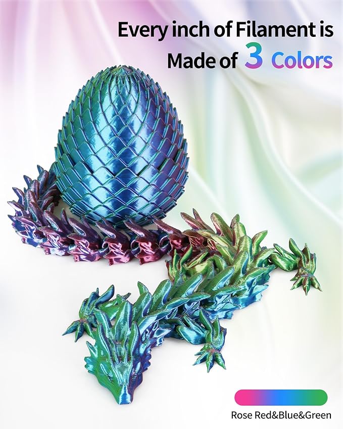 LANDU Silk Tri-Color PLA Filament 1.75mm 1Kg,Triple Color Silk PLA Filament, Silk Rainbow PLA Filament,Neatly Wound 3D Printer Filament,3 in 1 Multi Color Filament +/-0.02mm, Silk Rose Blue Green - Image 2
