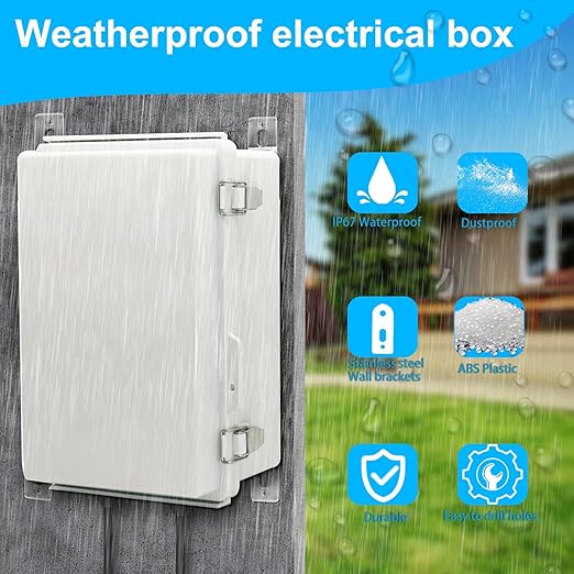 Waterproof Electrical Box, IP67 Junction Box Stainless Steel Latch Hinged Grey Cover Project Enclosure with Wall Bracket 5.9"x5.9"x3.5" - Image 2