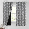 Beauoop 100% Blackout Curtains 54 Inches Long 2 Panels for Bedroom Living Room Grey Moroccan Geo Room Darkening Thermal Insulated Soundproof Grommet Top Window Treatments Drapes, 50x54 Set of 2 by Beauoop