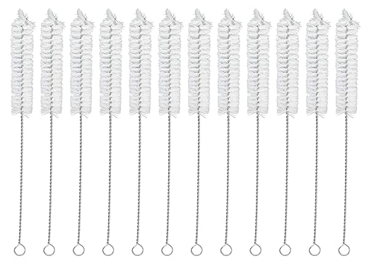 EISCO 12PK Bristle Cleaning Brushes with Fan-Shaped Ends, 9" - Twisted Stainless Steel Wire Handle - Ideal for 0.6" - 0.8" Diameter Tubes, Bottles, Flasks, Cylinders, Jars, Vases, Cups by EiscoLabs