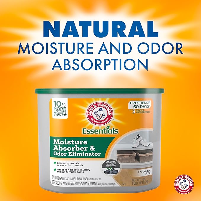 Arm & Hammer Essentials Disposable Moisture Absorber and Odor Eliminator Tub, Fragrance Free, 1 lb., Attracts and Traps Excess Moisture, Ideal Closet Dehumidifier (Pack of 3) - Image 3
