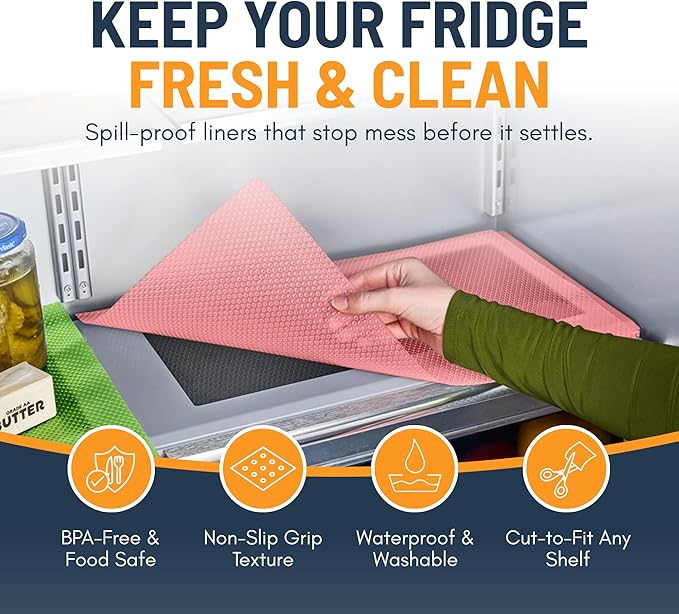 Refrigerator Liners for Shelves (8 Pack) by Linda’s Essentials - Non-Adhesive Shelf or Drawer Liner, BPA-Free Fridge Mats for Kitchen & Cabinets, Easy to Clean, Ideal Household Essentials(Multi Color) - Image 3
