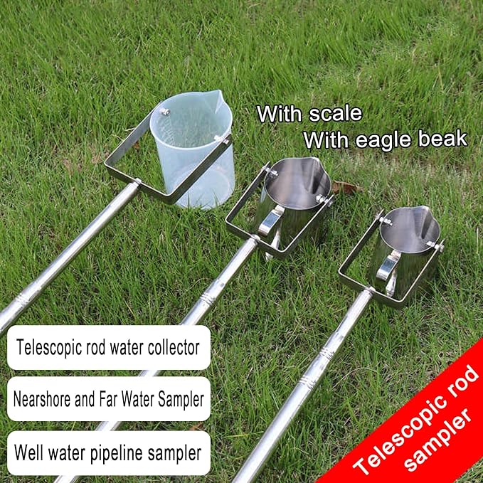 Water Quality Sampler,Telescopic Water Sampler,Stainless Steel Water Sampling Dipper,Ultra Light Rod Plastic Beaker,for Environmental Monitoring,Water Qu(Size:500ml,1.17-4m(3.8-13.1ft),Color:Plastic) - Image 2