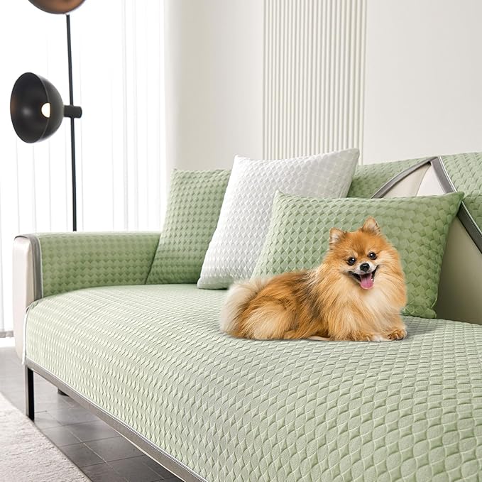 OTOB Cooling Dog Couch Cover Ice Silk Fiber, Washable & Non Slip Sofa Slipcovers Mat, Soft Couch Cover Cooling Mat, Durable Pet Friendly Furniture Protector Covers (Green, 28"*70") by OTOB