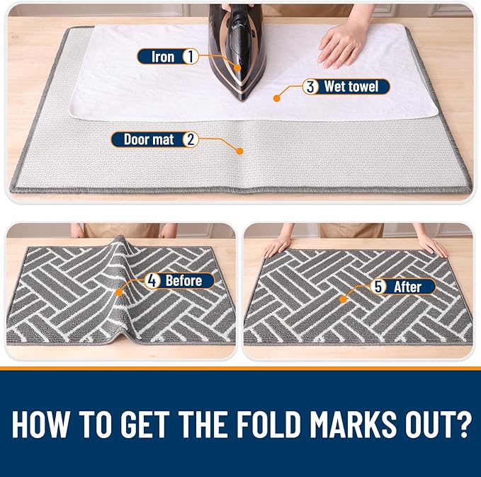 OLANLY Indoor Door Mat, 36x24 Inch, Dirt Resistant and Absorbent, Non-Slip Rubber Backing Floor Mats, Easy Clean Low-Profile Doormat for Entryway, Front Door, and Inside Entrance, Grey - Image 8