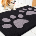 Smiry Dog Door Mat for Muddy Paws, Absorbs Moisture and Dirt, Low-Profile Entryway Mat with Non-Slip Backing, Entry Indoor Outdoor Doormat for Inside Floor (30x20 Inches, Black and Grey, Paw) by Smiry